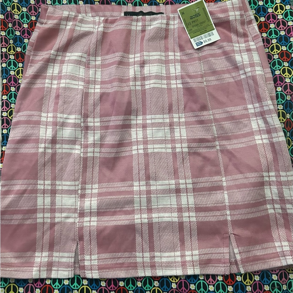 Plaid skirt pink and white medium